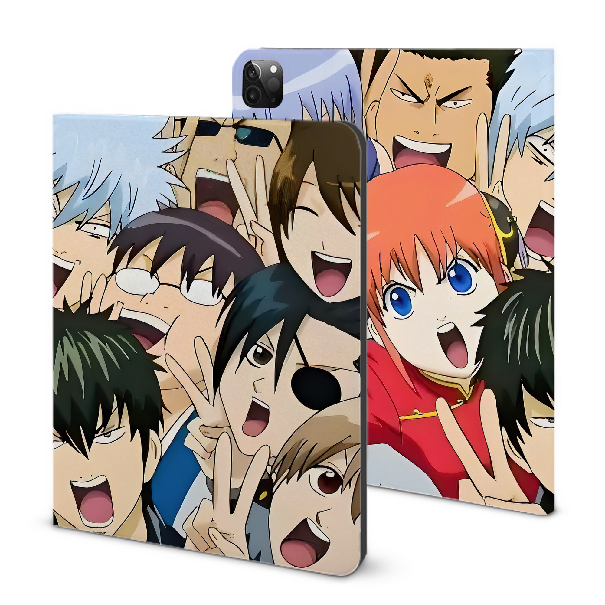 （画像用） ぎんたま 坂田銀時（さかたぎんとき） 神楽 志村新八（しむら しんぱち） GINTAMA Sakata Gintoki Kagura Shimura Shinpachi IPadケース ペンホルダー付き ブックスタイルデザイン